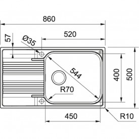 Кухонная Мойка FRANKE SMART SRX 611-86 XL (101.0456.705) Нерж.сталь-полированная