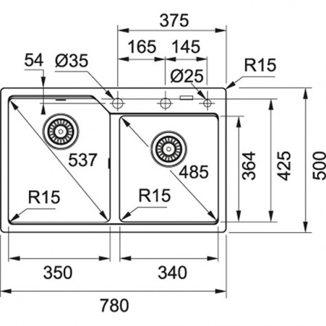 Кухонная Мойка FRANKE URBAN UBG 620-78 (114.0574.899) Фрагранит-графит  