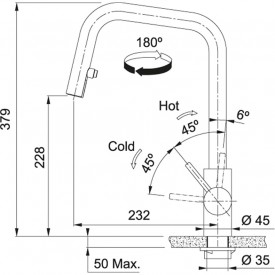 Кухонный смеситель FRANKE KUBUS PULL OUT SPRAY (115.0529.207) Нерж.сталь  