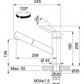 Кухонный смеситель FRANKE ORBIT PULL OUT (115.0569.461) Нерж.сталь 